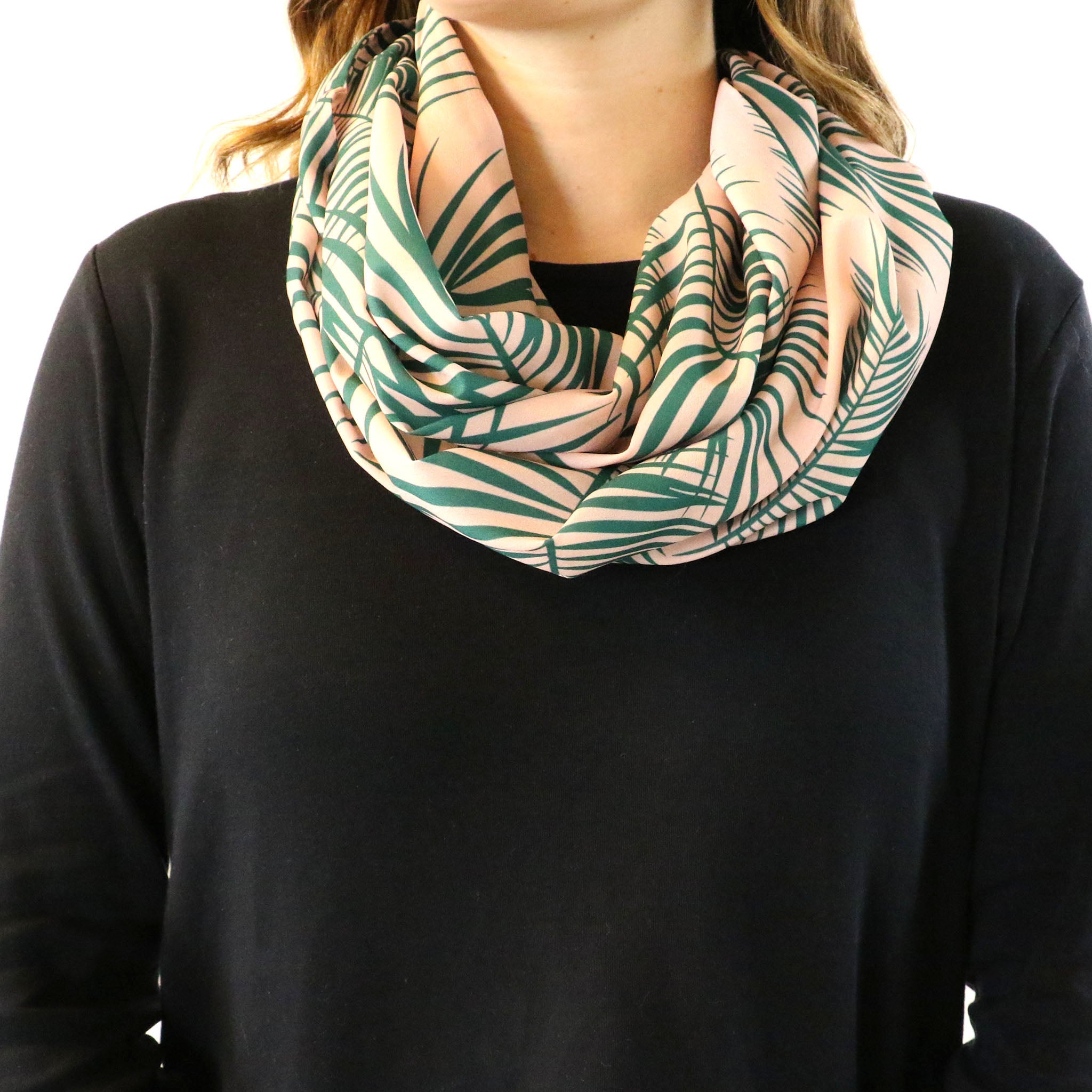 Palm Leaves Infinity Scarf - Front View - Knotty Tie Co.