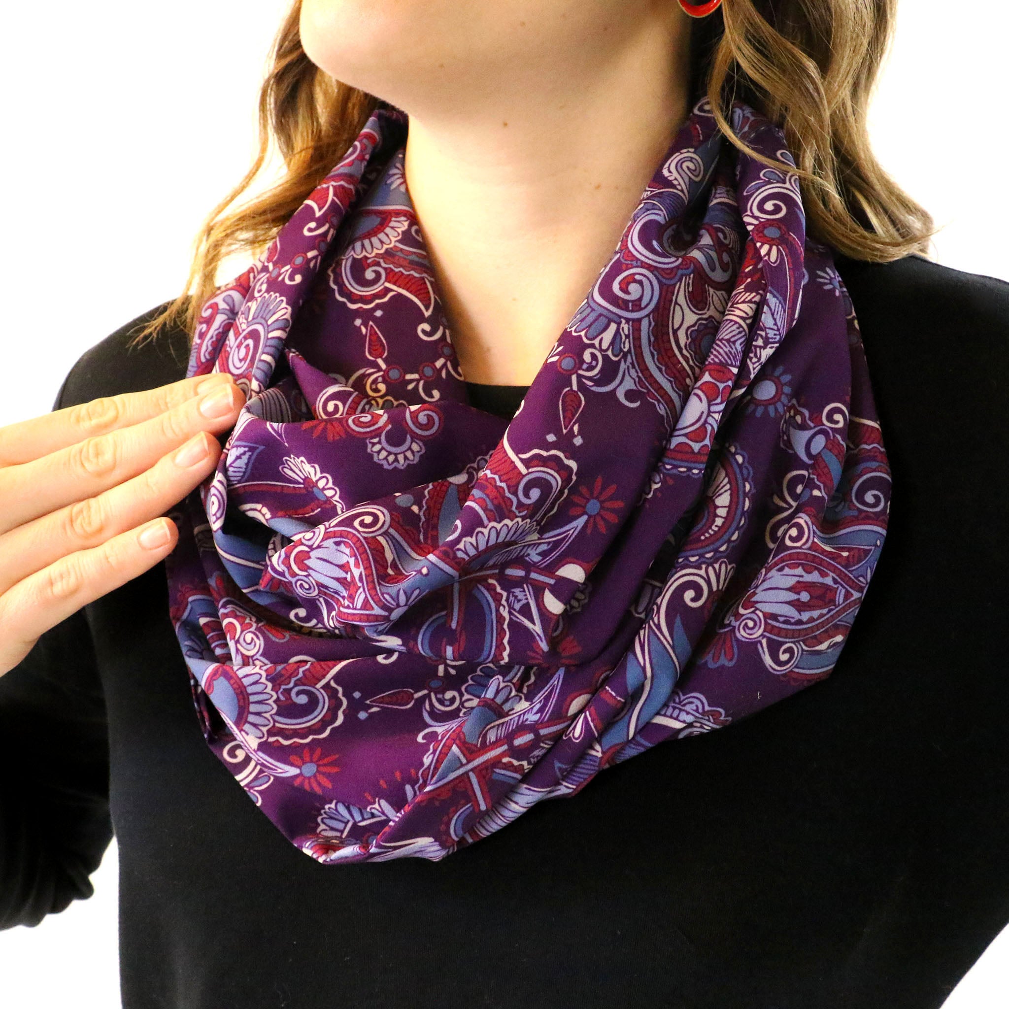 CR Purple and Pink Paisley Silk Scarf