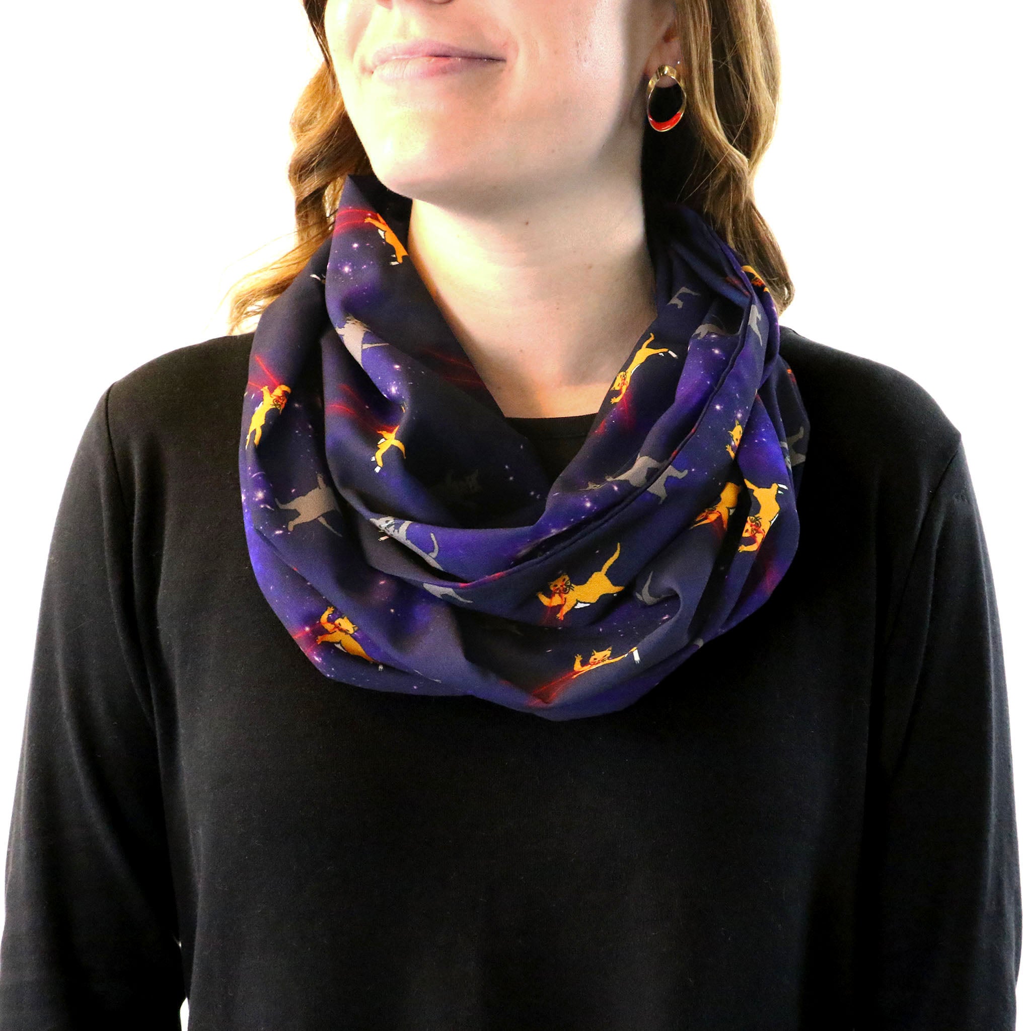 Laser Cats Infinity Scarf - Front View - Knotty Tie Co.