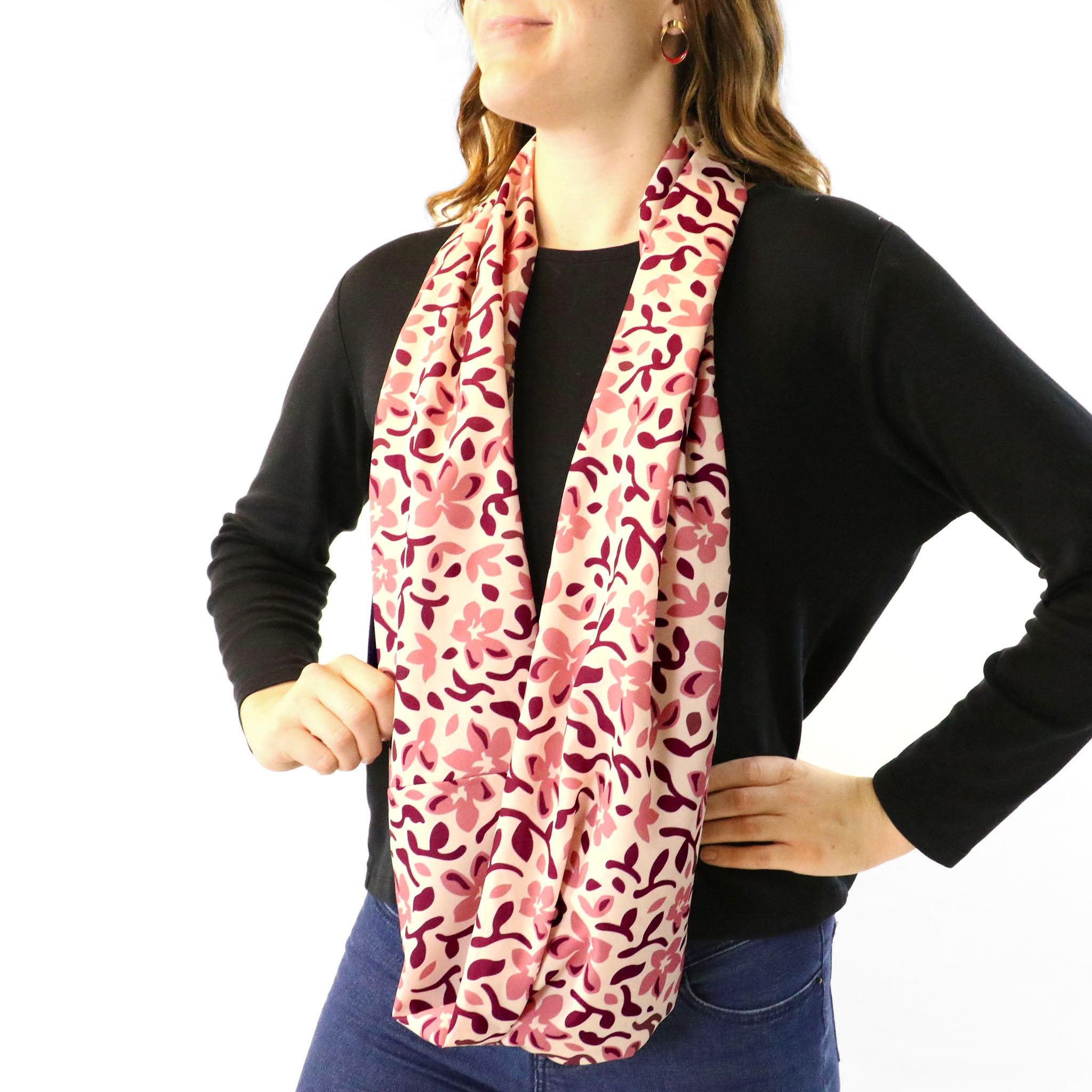 Luke Floral Infinity Scarf - Side View - Knotty Tie Co.