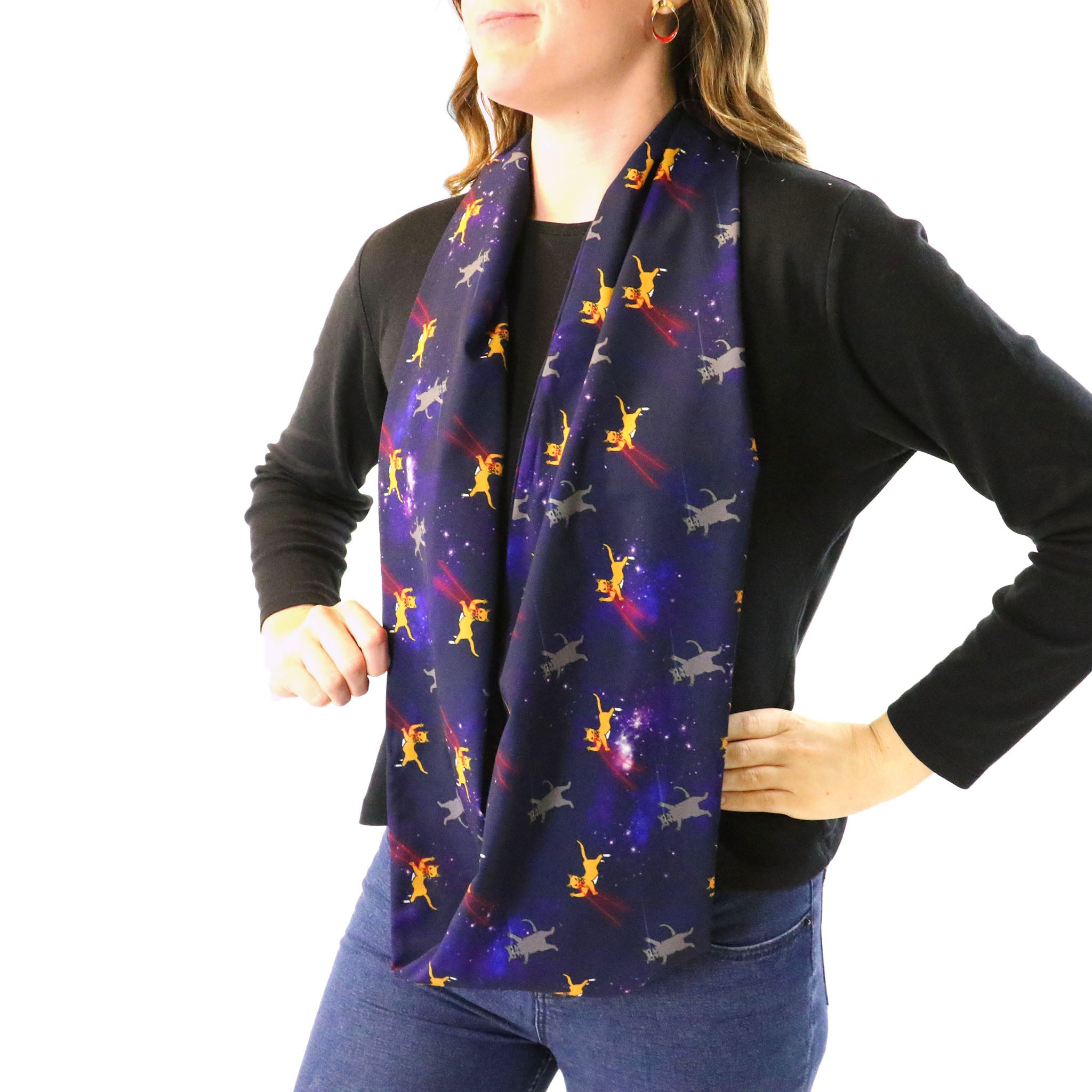 Laser Cats Infinity Scarf - Side View - Knotty Tie Co.