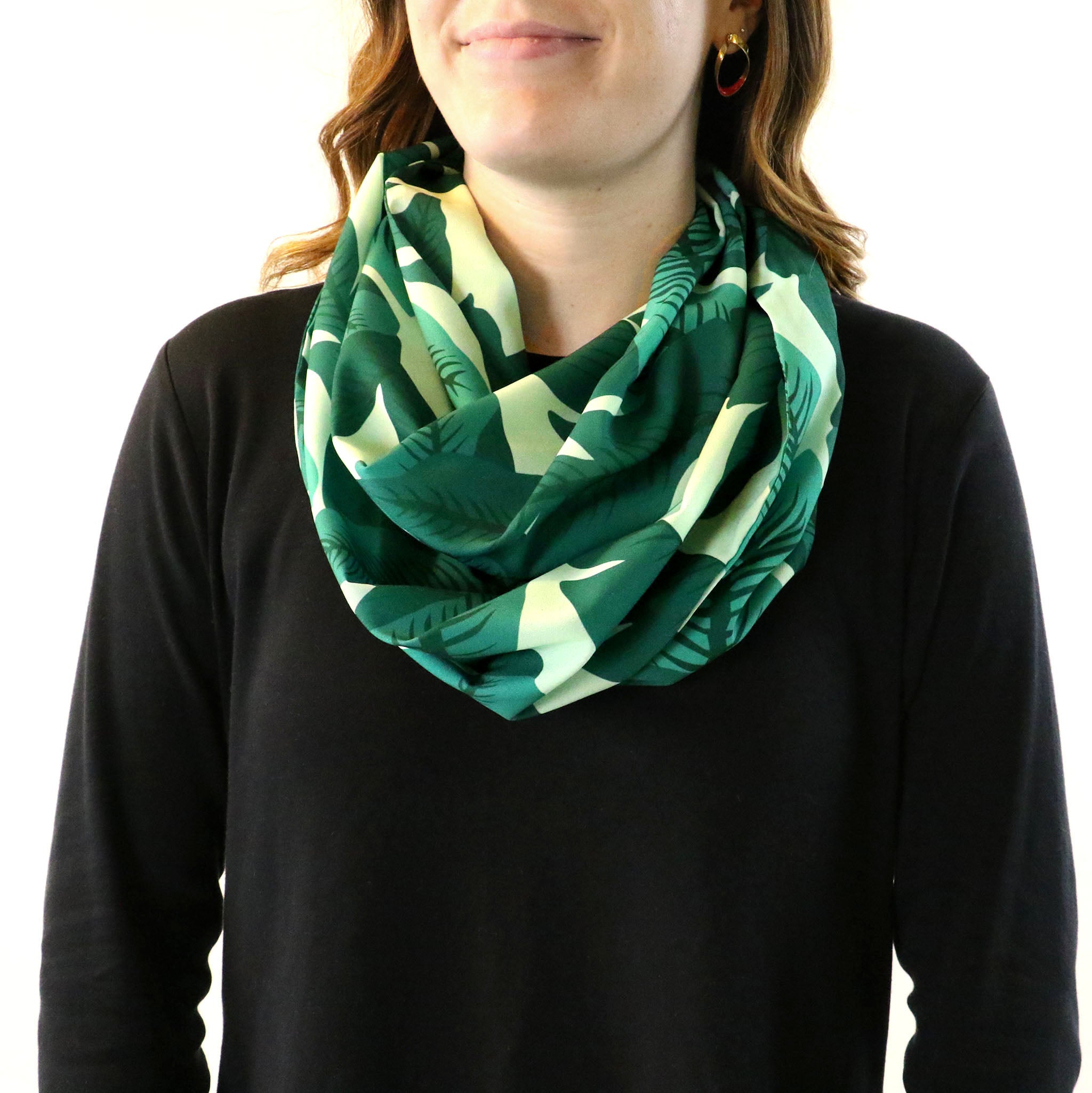 Banana Leaves Infinity Scarf - Front View - Knotty Tie Co.