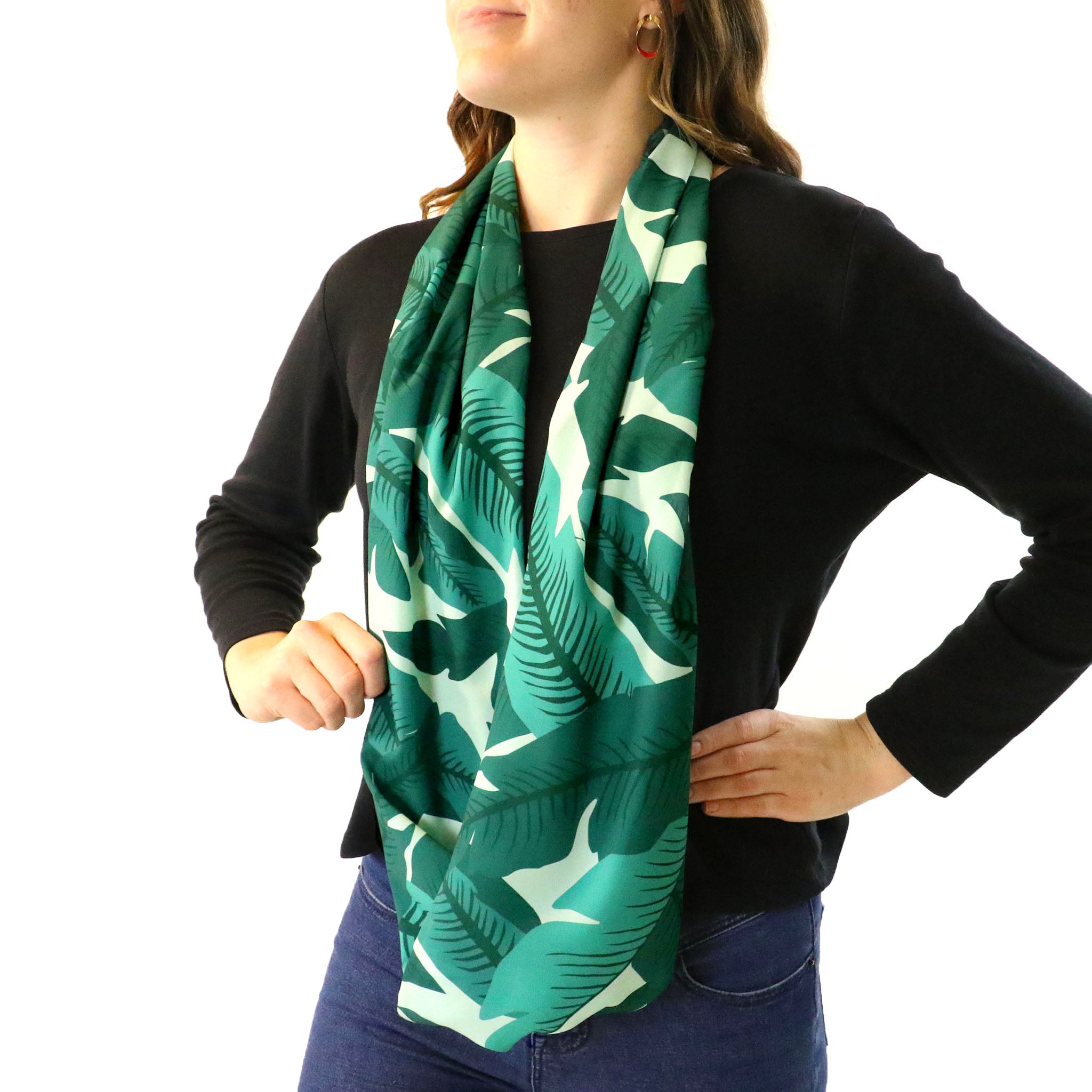 Banana Leaves Infinity Scarf - Side View - Knotty Tie Co.