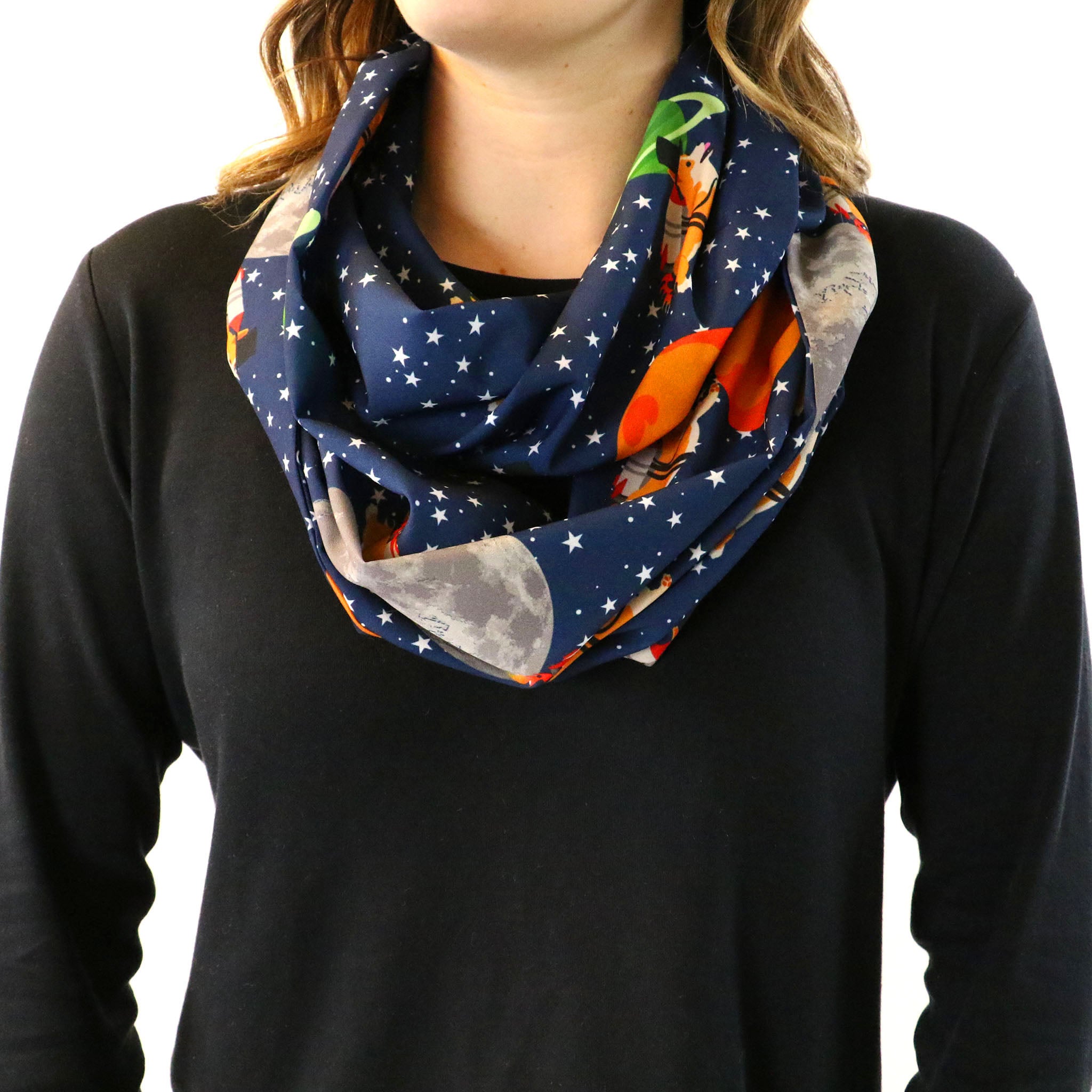 Galactic Corgi Infinity Scarf - Front View - Knotty Tie Co.