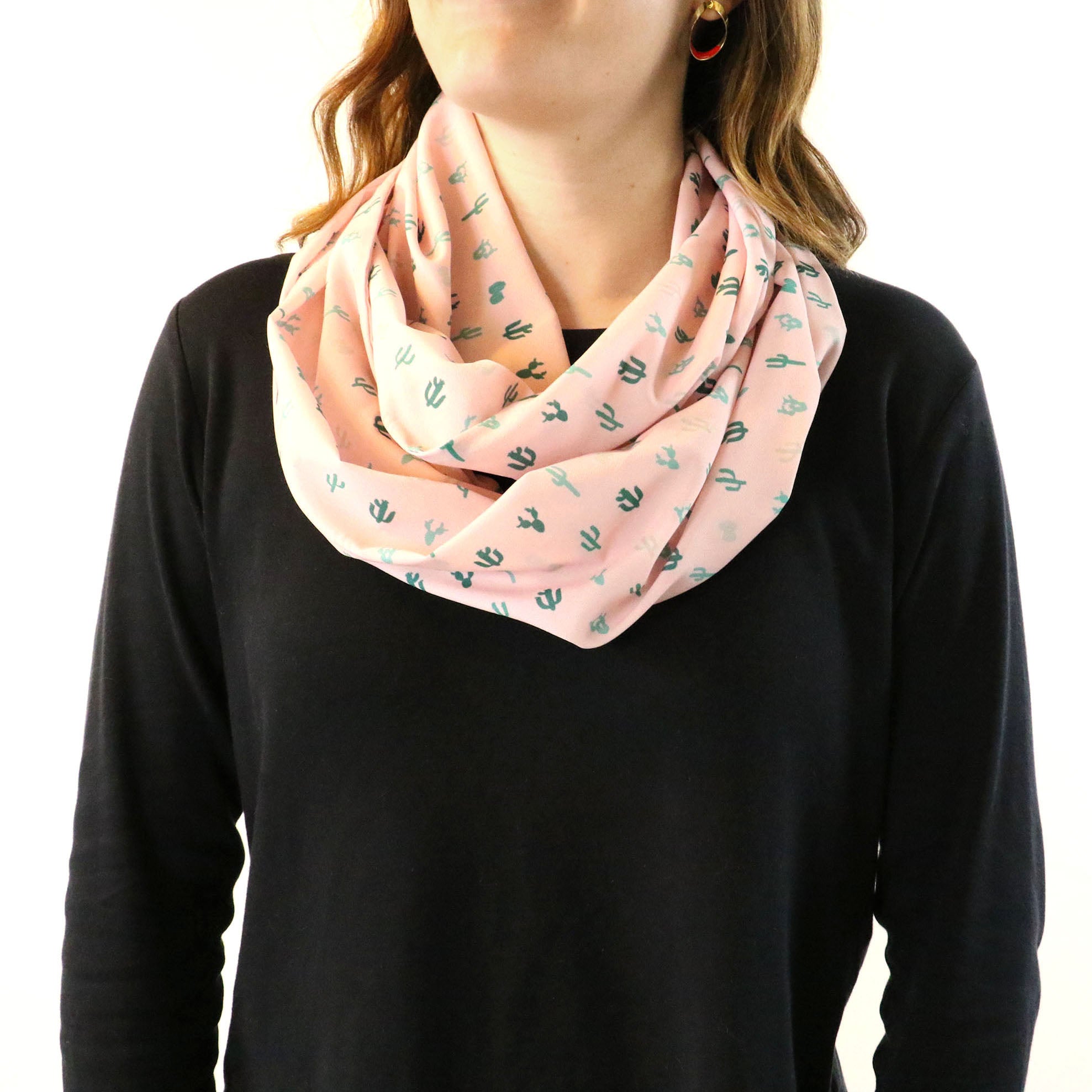 Cactus Herbage Infinity Scarf - Front View - Knotty Tie Co.