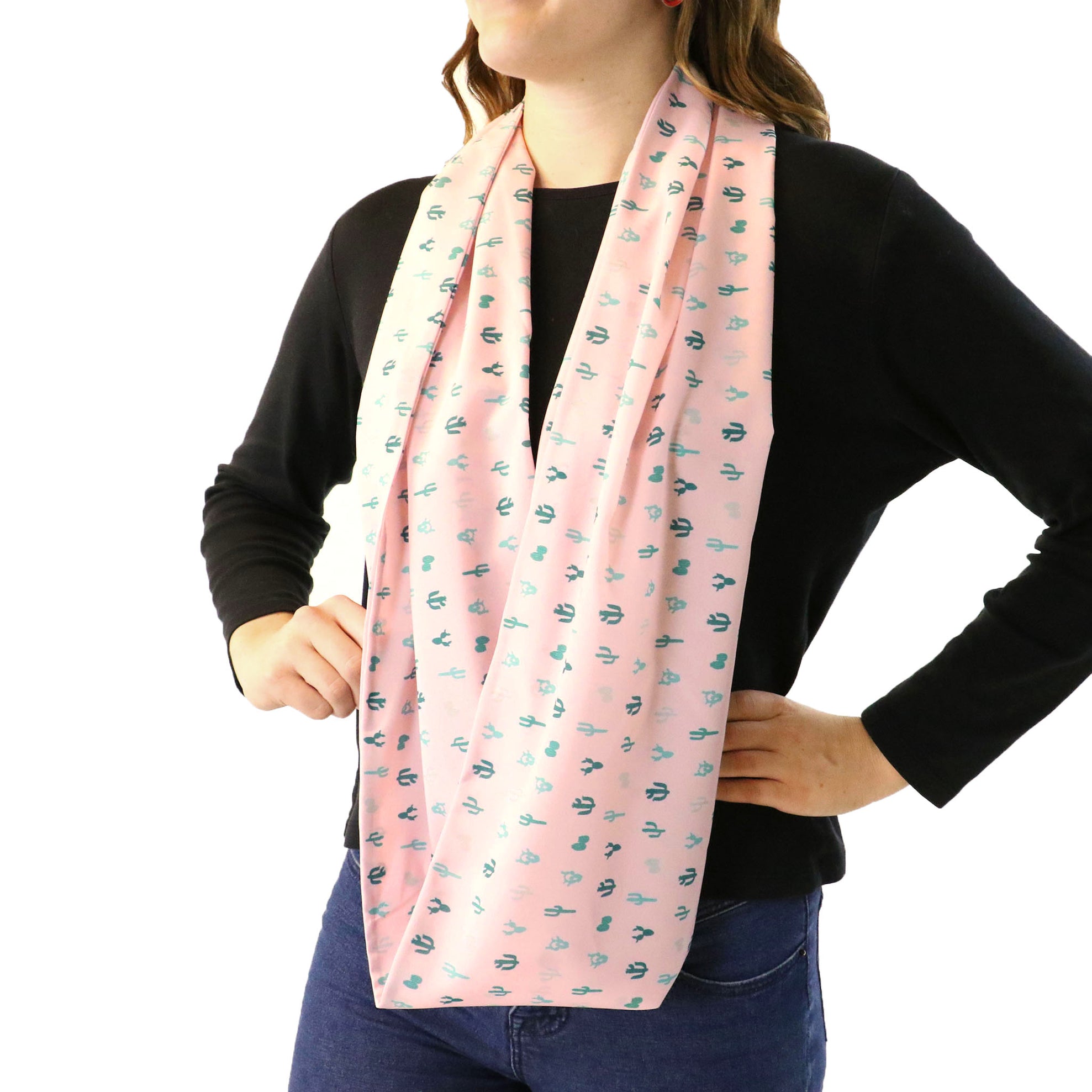 Cactus Herbage Infinity Scarf - Side View - Knotty Tie Co.