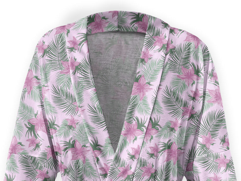 Tropical Blooms Robe - Close Up - Knotty Tie Co.