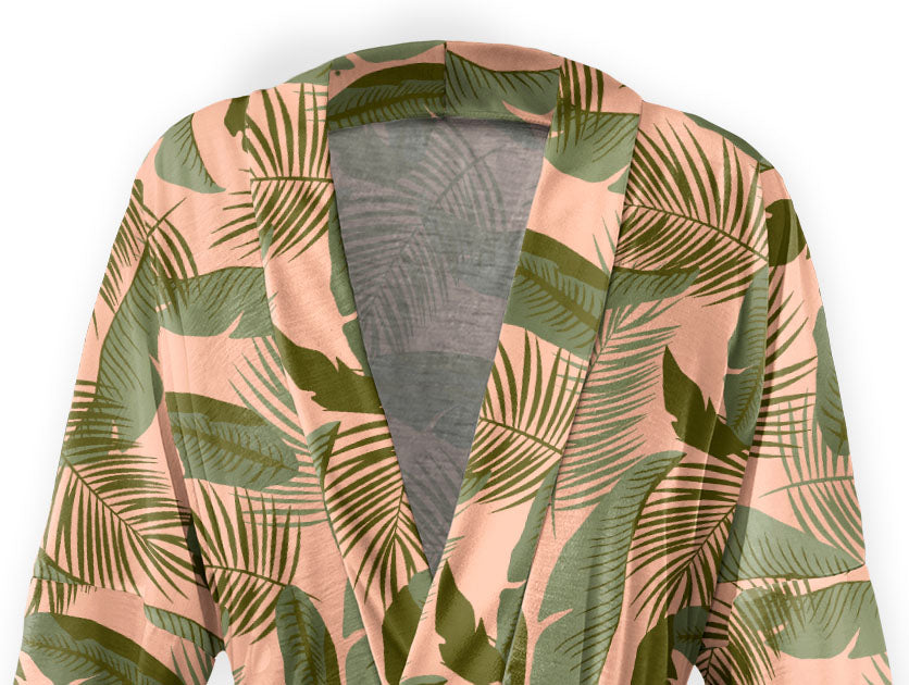 Tropical Leaves Robe - Close Up - Knotty Tie Co.