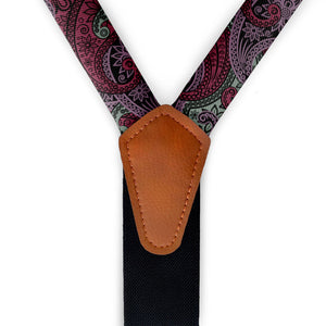 Sebastian Paisley Suspenders - Vegan Leather Y-Back - Knotty Tie Co.