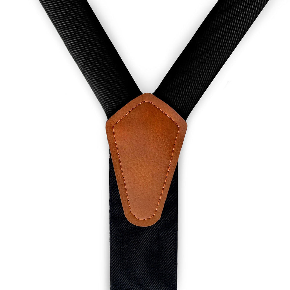 Solid KT Black Suspenders - Vegan Leather Y-Back - Knotty Tie Co.