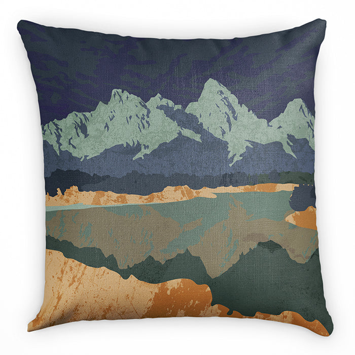 Grand Tetons National Park Abstract Square Pillow - Back - Knotty Tie Co.