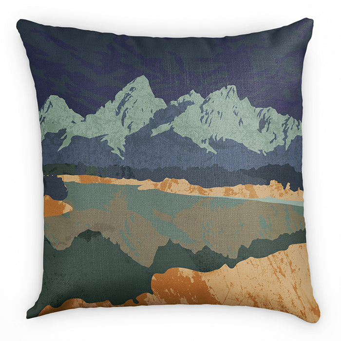 Grand Tetons National Park Abstract Square Pillow - Front - Knotty Tie Co.