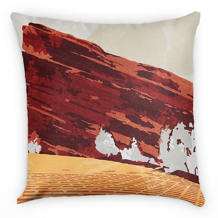 Red Rocks Abstract Square Pillow - Back - Knotty Tie Co.