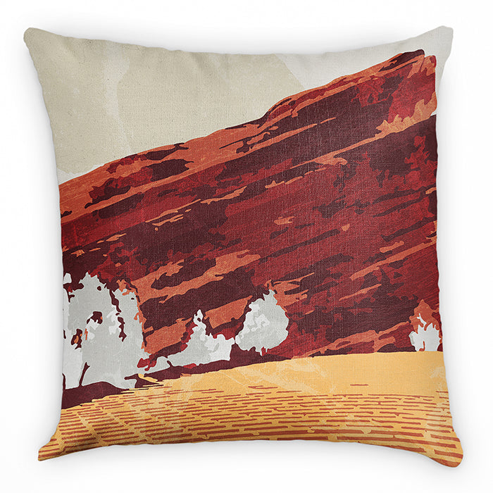 Red Rocks Abstract Square Pillow - Front - Knotty Tie Co.