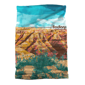 Badlands National Park Abstract Neck Gaiter - Flat Table Lay - Knotty Tie Co.
