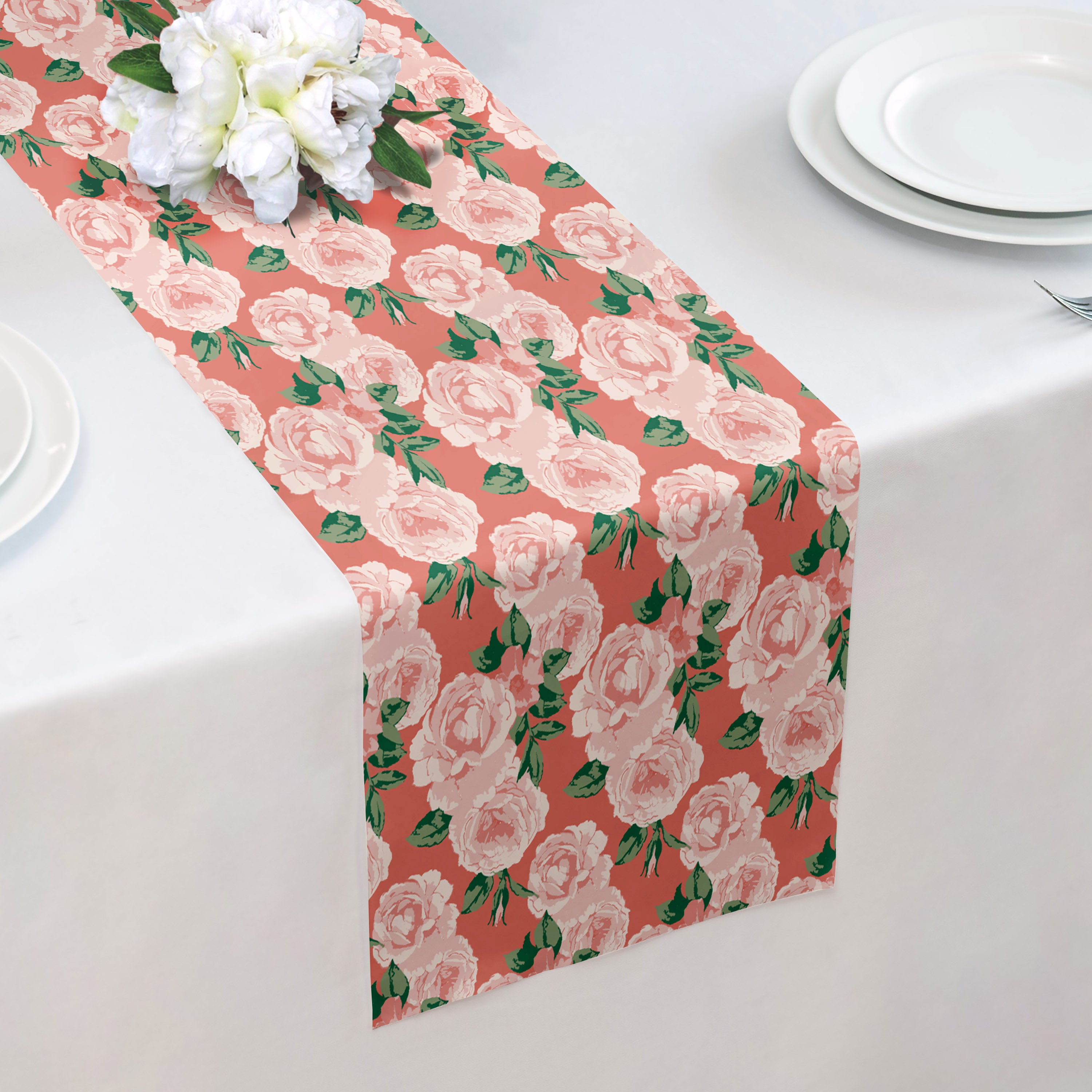 Paeonia Table Runner - Over Table Edge - Knotty Tie Co.