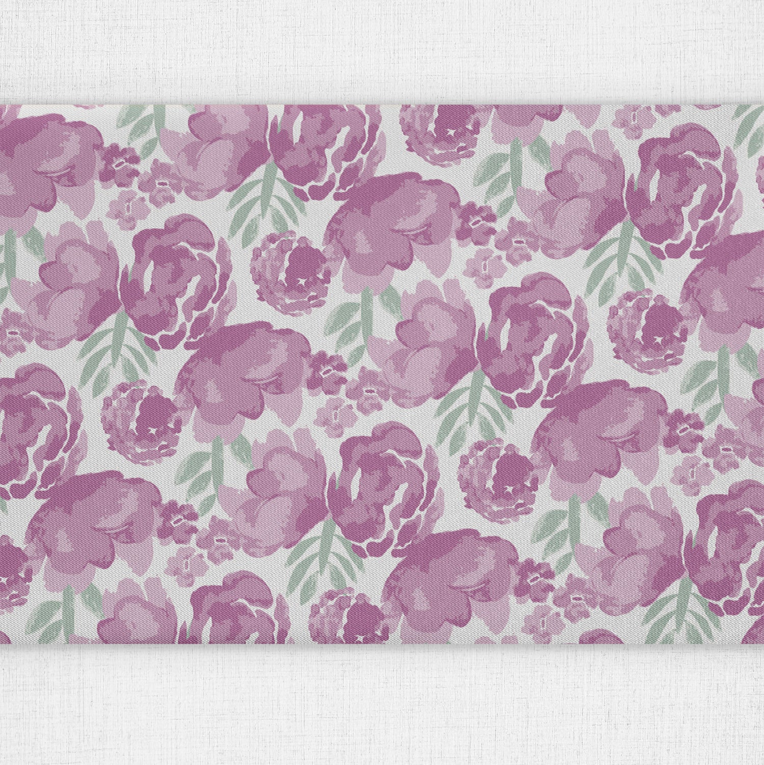 Watercolor Floral Table Runner - Close Up Top View - Knotty Tie Co.