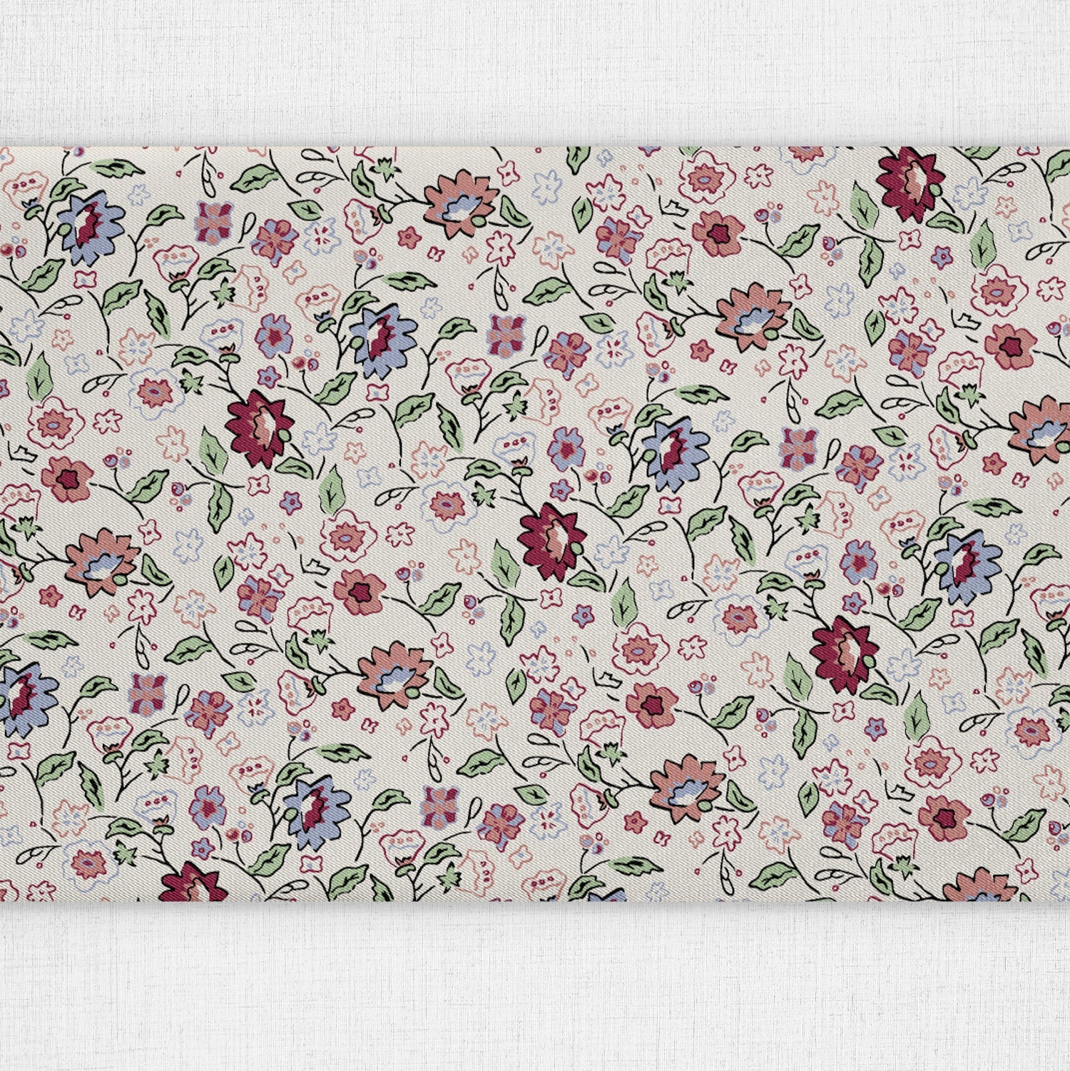 Cecile Floral Table Runner - Close Up Top View - Knotty Tie Co.